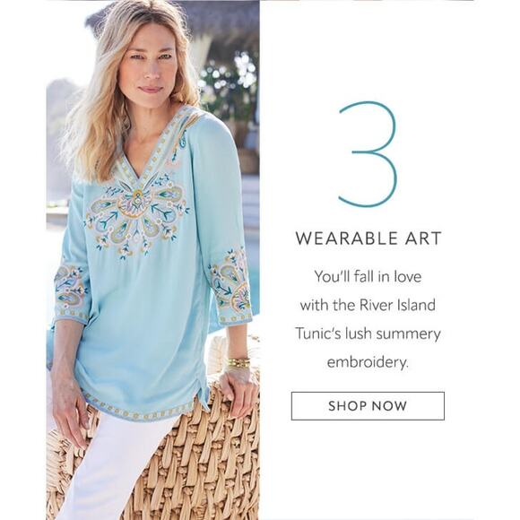 Soft Surroundings Blue River Island Embroidered Tunic 3/4 Sleeve Plus Size 2X - Picture 14 of 16